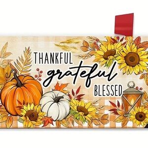 Autumn Harvest Mailbox Cover  with Sunflowers and Pumpkins